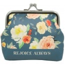 Coin Purse: Rejoice Always (Green Floral)