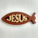 Jesus Fish Shaped Wood Plaque