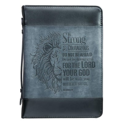 Be Strong & Courageous Bible Cover (Black, Large)