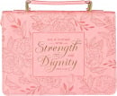 Bible Cover: Strength & Dignity (Pink Rose, Large)
