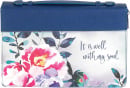 Bible Cover: It Is Well (Blue Floral, XL)