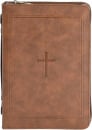 Bible Cover: Classic Cross (Brown, XL)