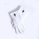 Usher Gloves: White with Black Cross (Small)